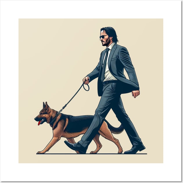 John Wick Walking with his Dog Wall Art by TWOintoA